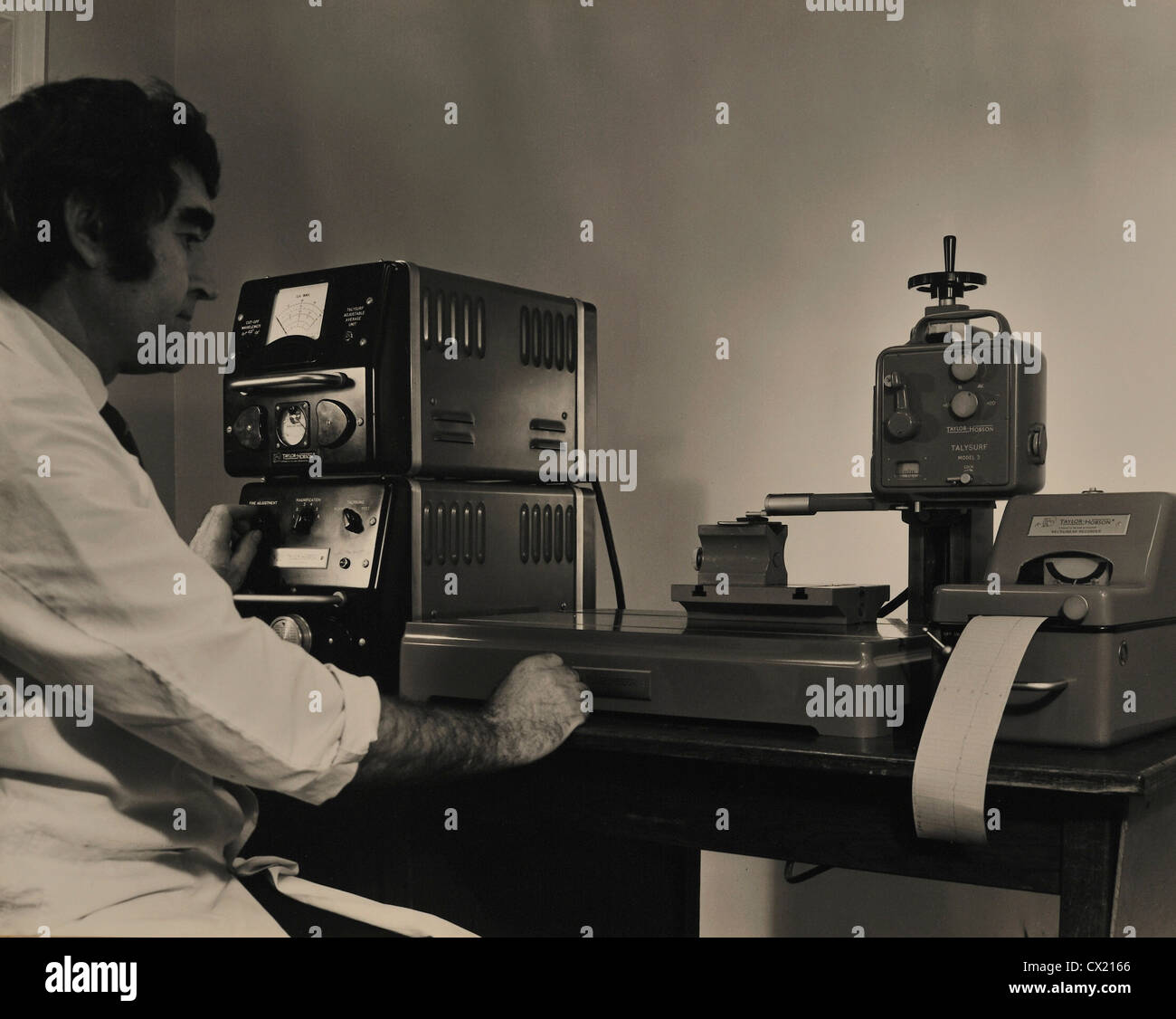 Technician Operating TaylorHobson Talysurf Machine British Steel Corporation Sheffield England