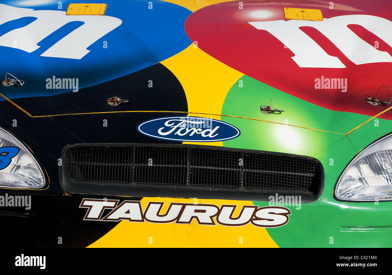 Detail view of Elliott Sadler's #38 M&M NASCAR Ford Taurus Stock Photo