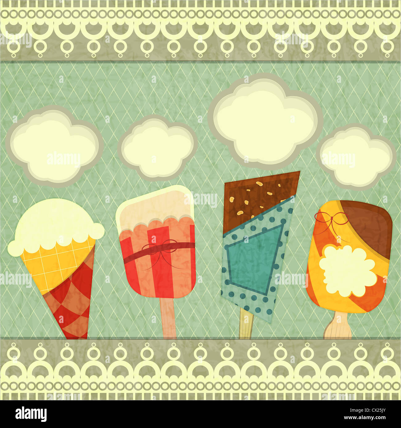 Ice cream retro price Cover Ice Cream Menu illustration Stock Photo