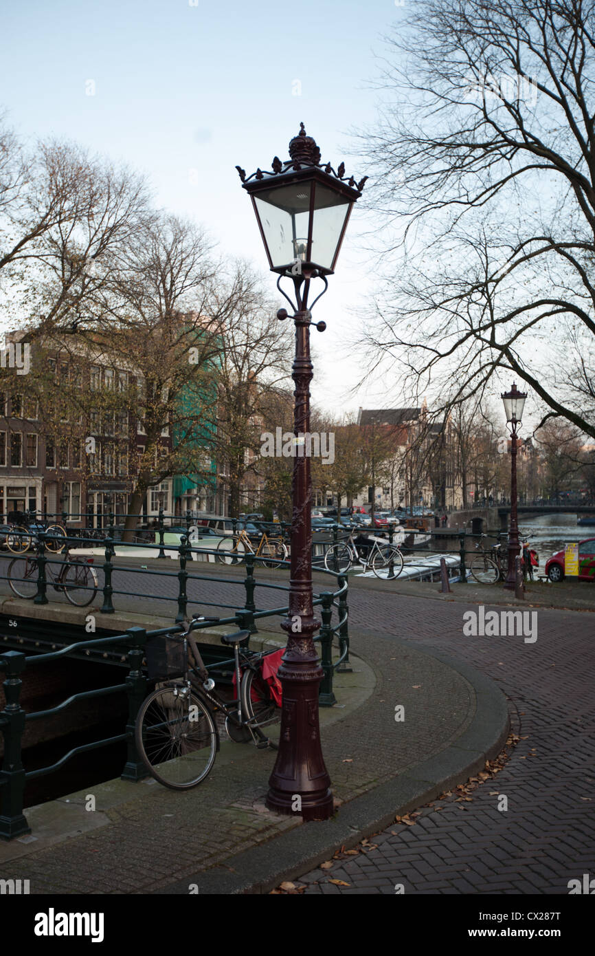 Lamp post in the center of Amsterdam, Netherlands Stock Photo - Alamy
