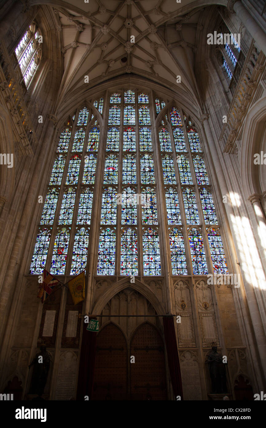 Winchester Main Stained Glass Window on West Wing - Hampshire UK Stock ...