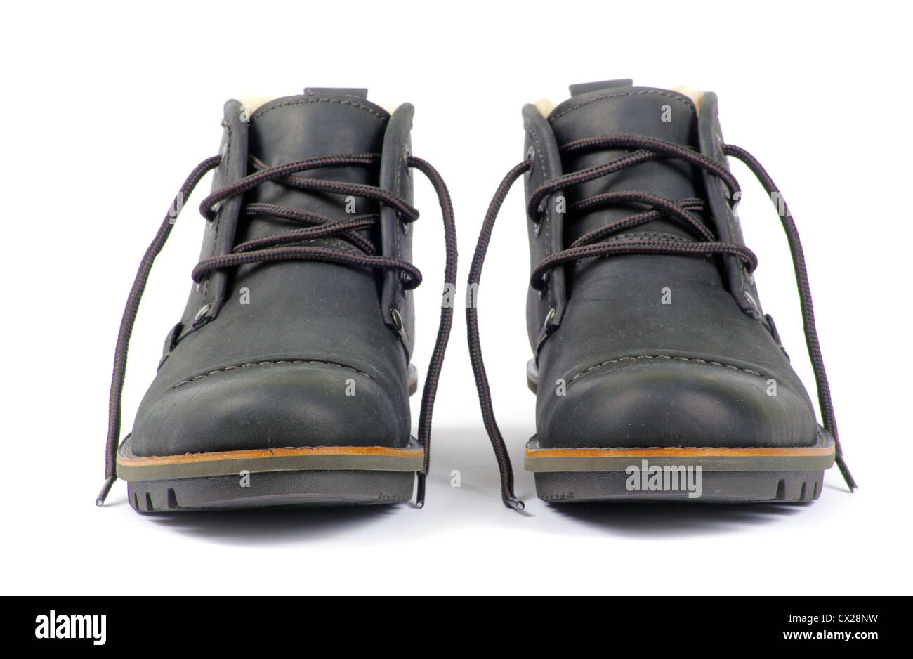 man's black shoes isolated on white background Stock Photo - Alamy