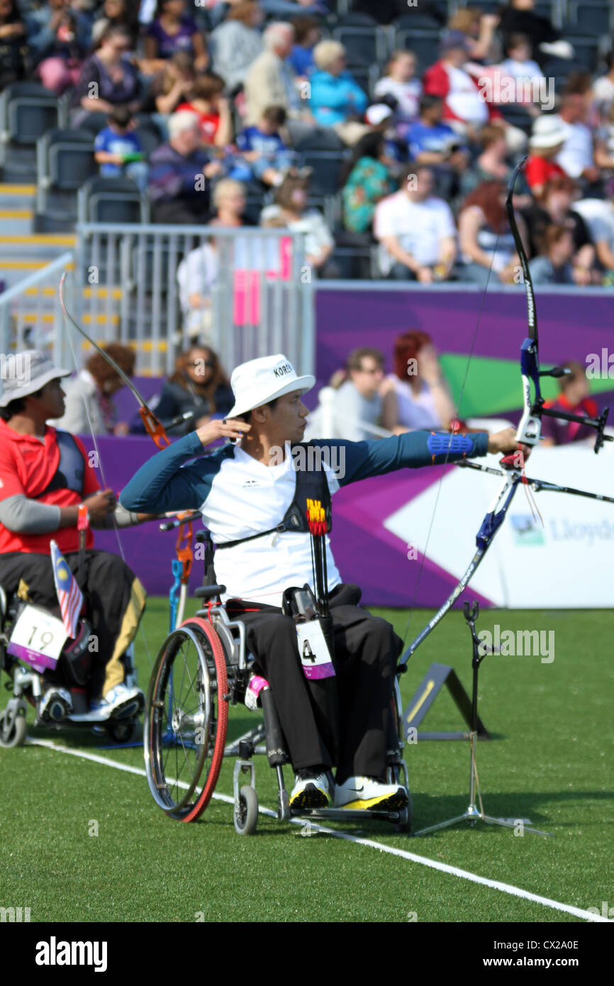 In Sik You from the Republic of Korea in the Men's Individual Recurve - W1/W2 archery competition Stock Photo