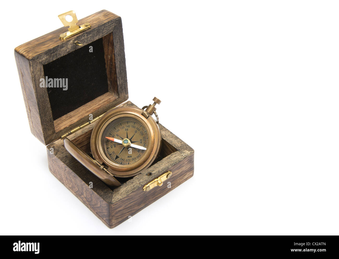Vintage compass isolated on white background Stock Photo