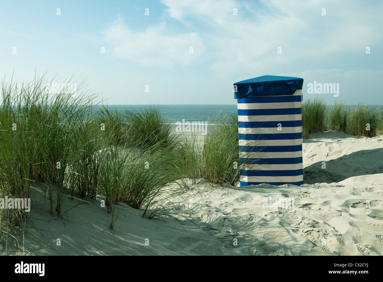 Beach, Borkum, Germany, dune, nature, sky, clouds, dune landscape, relax, island, north sea, summertime, tourism, width, grass Stock Photo