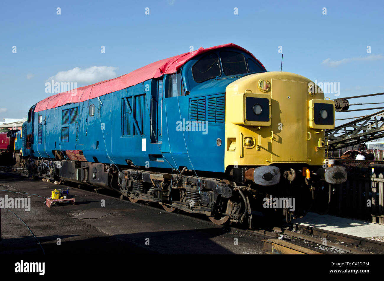Old Class 37 diesel electric locomotive being restored at Crewe Railway ...