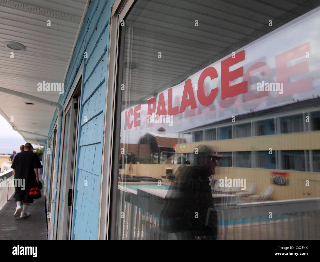 Lettering On Glass Door Of Ice Palace Disco At Cherry Grove Fire Stock Photo Alamy