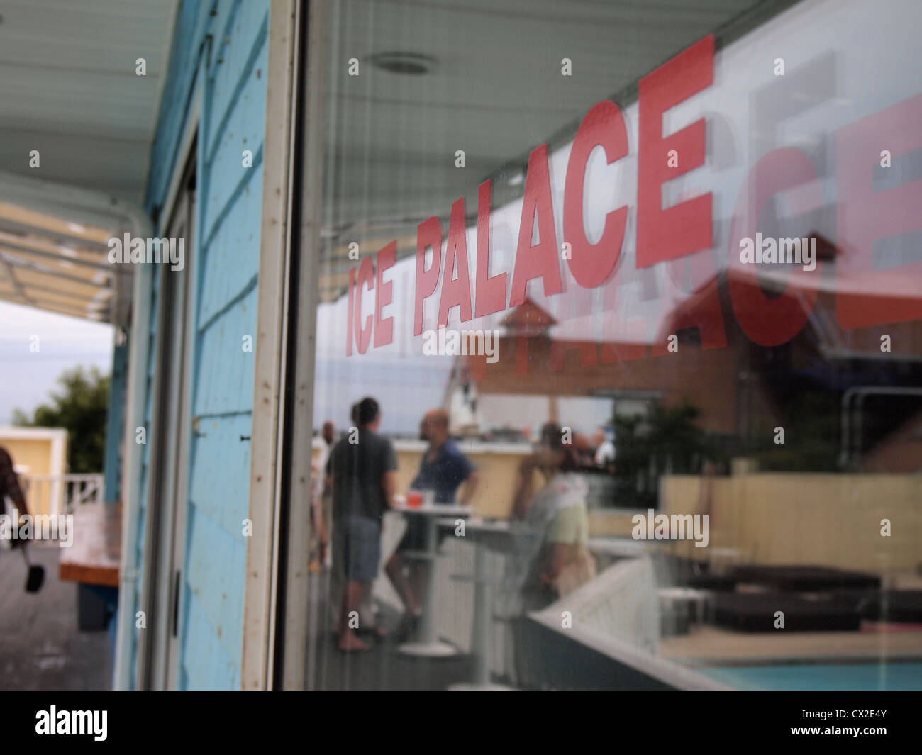 Lettering On Glass Door Of Ice Palace Disco At Cherry Grove Fire Stock Photo Alamy