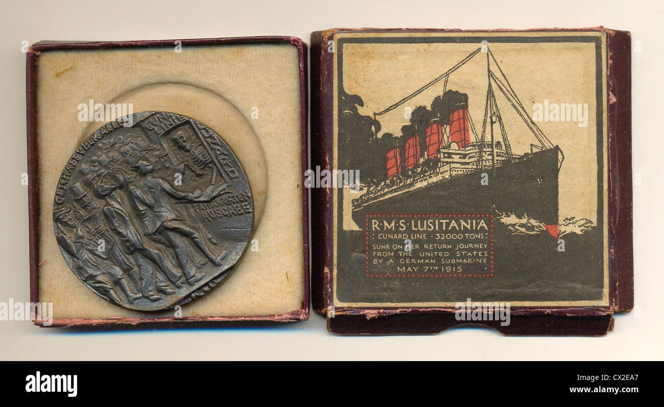 Replica medal issued by the Lusitania Souvenir Medal committee Stock Photo