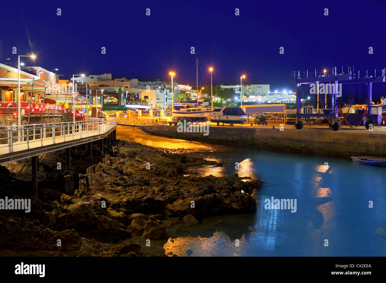 Lanzarote Puerto del Carmen harbour night view in Canary Islands Stock  Photo - Alamy