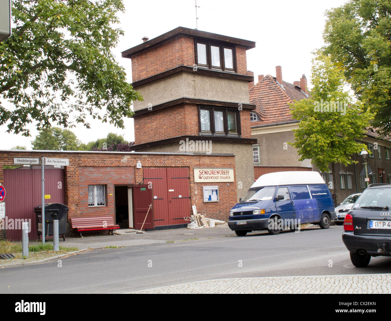 The Berlin Wall Region at Staaken, West Berlin the former fire station Stock Photo