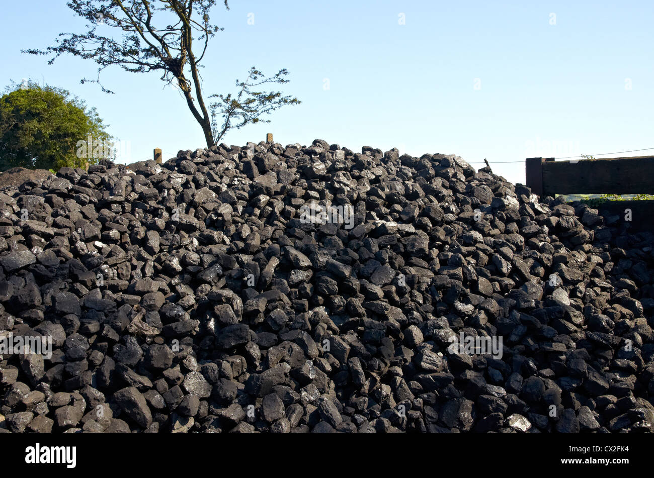 Large stack of coal at a steam railway Stock Photo Alamy