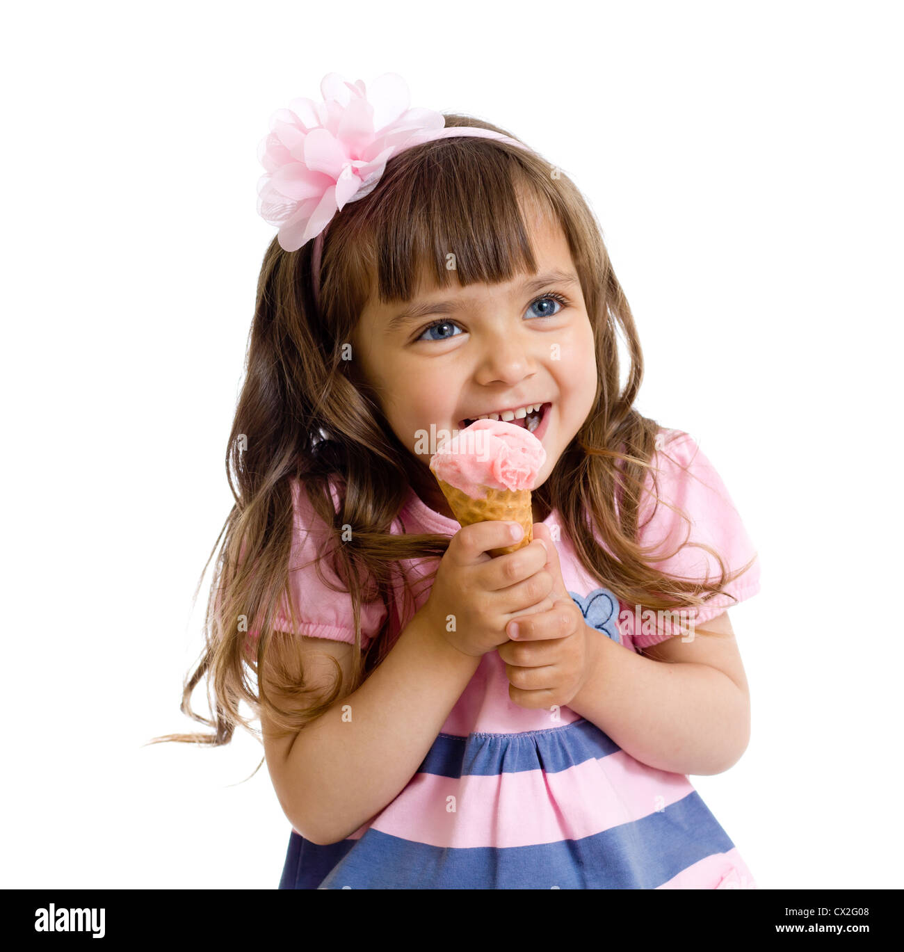 little girl with ice cream in studio isolated Stock Photo Alamy