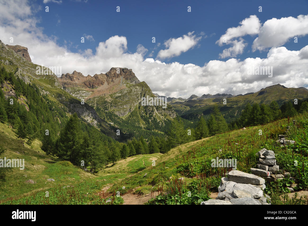 High Mountain landscape in the Alps, Alpe Devero, Italy Stock Photo