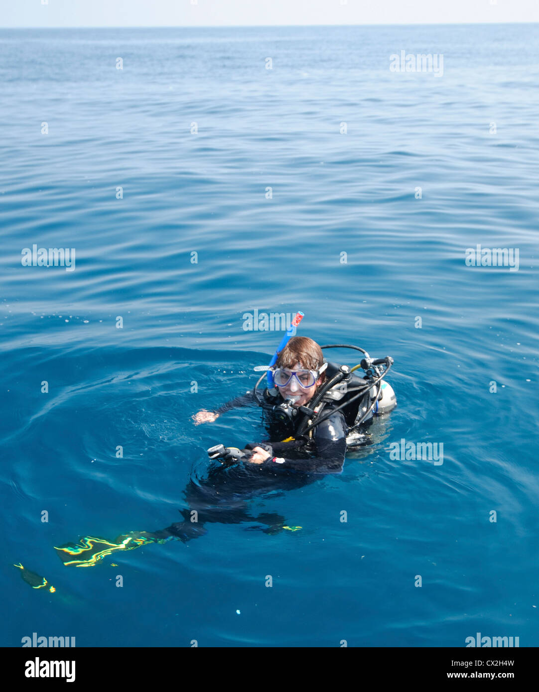 Scubadiver in the water Stock Photo