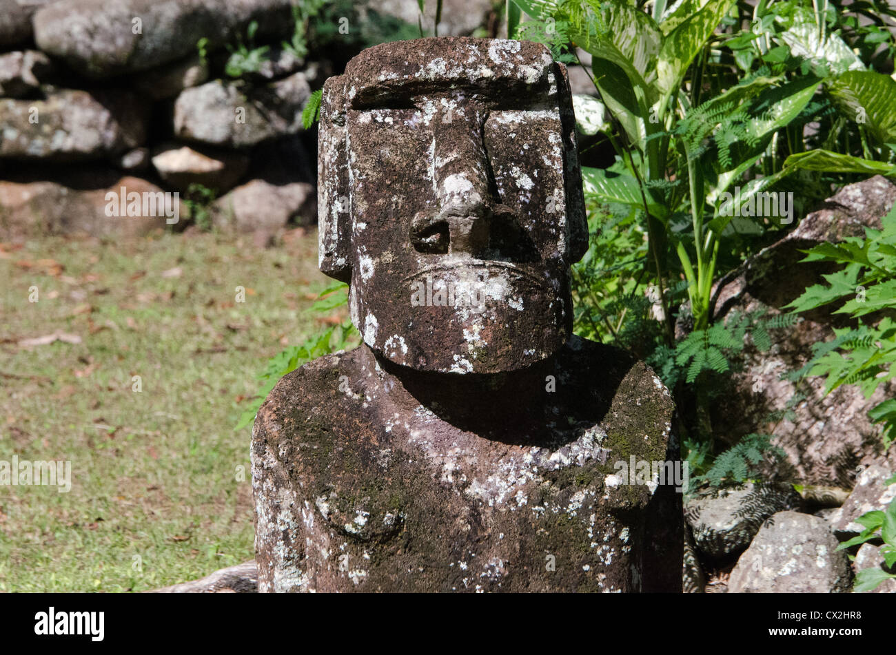 A Tiki located in the Marquesas in french polynesia Stock Photo