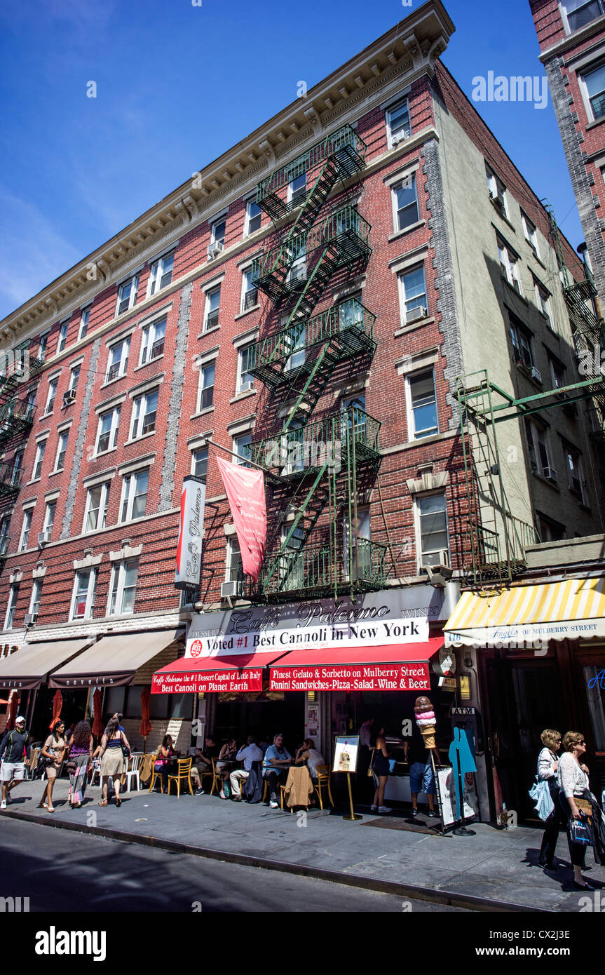 Shops and Restaurants in Little Italy, New York, USA, Stock Photo