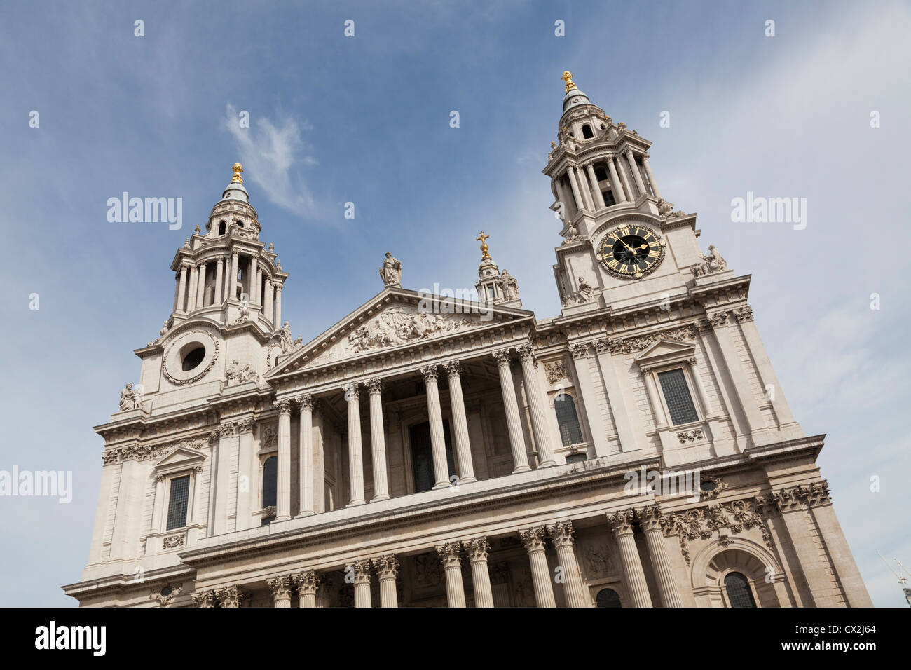 West exterior of Saint Paul's Cathedral from Ludgate Hill. Stock Photo