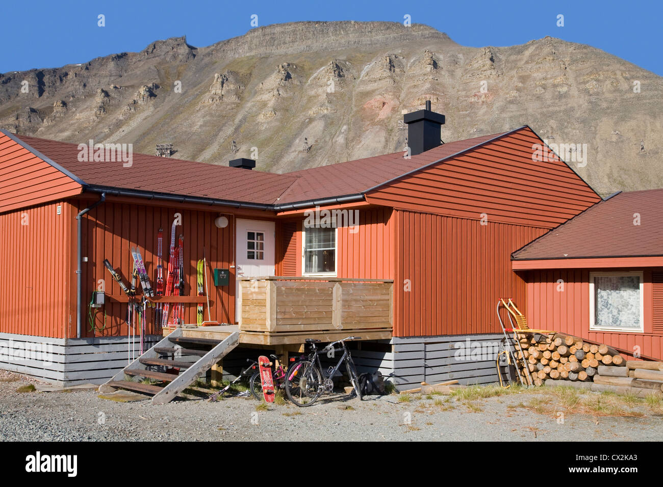 Wooden house in Longyearbyen, capital of Svalbard, Spitsbergen, Norway