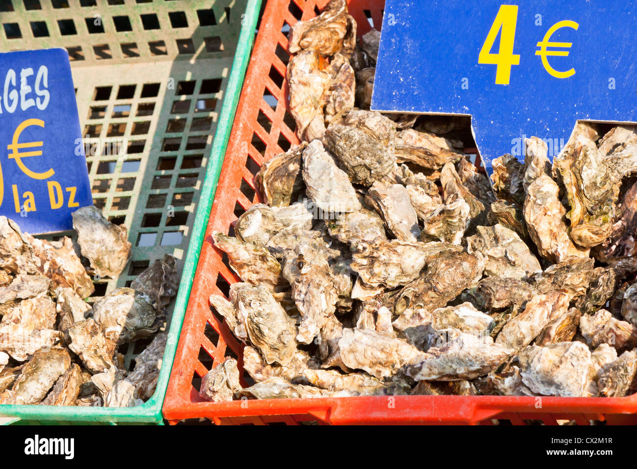 Oysters market in Cancale, France. Horizontal shot Stock Photo Alamy