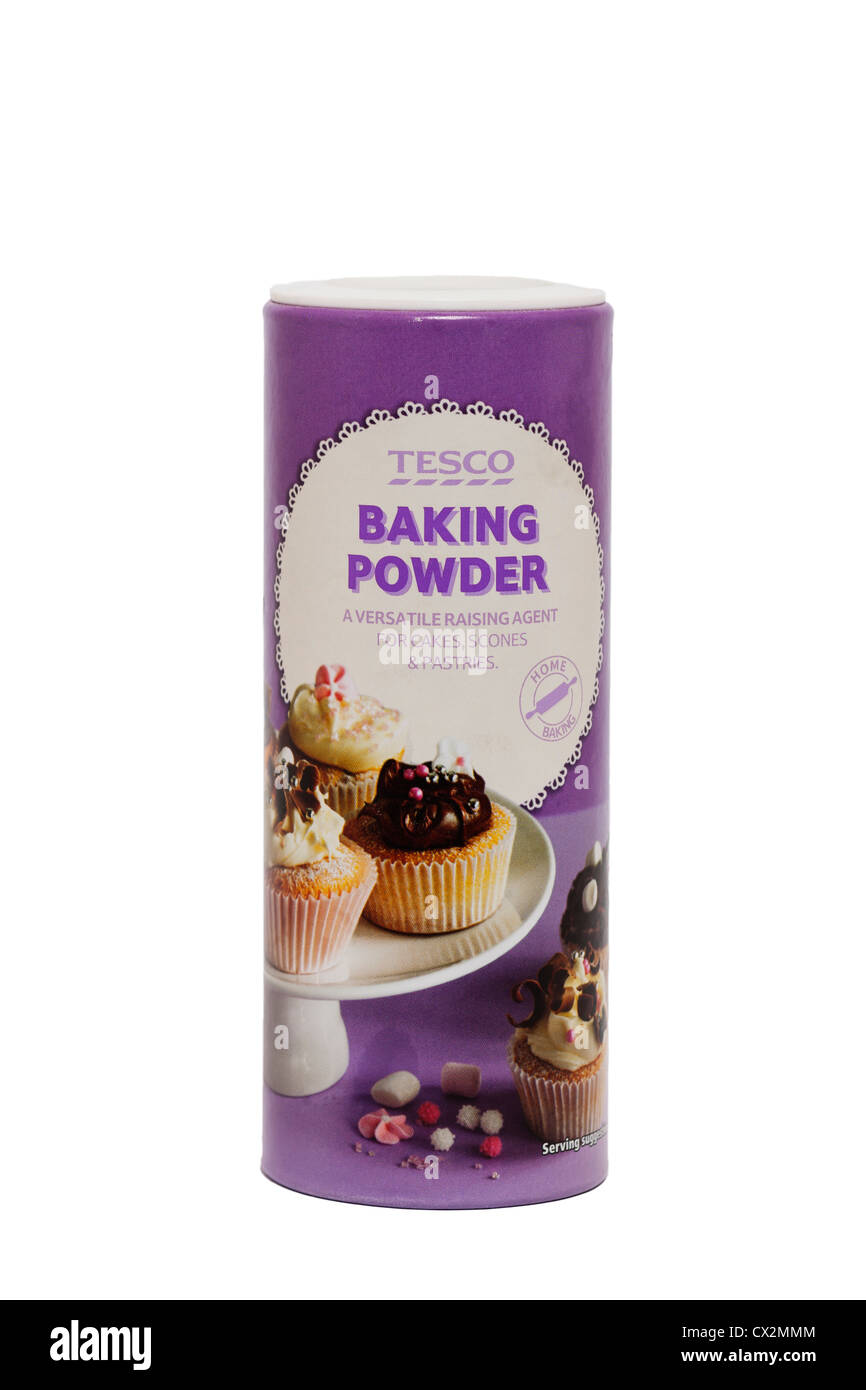 A tub of Tesco Baking Powder on a white background Stock Photo Alamy