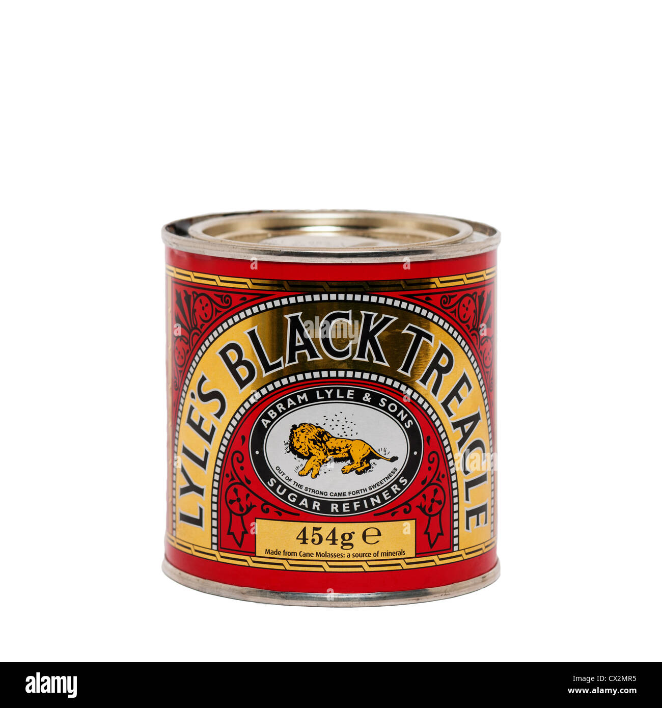 A tin of Lyle's Black Treacle on a white background Stock Photo