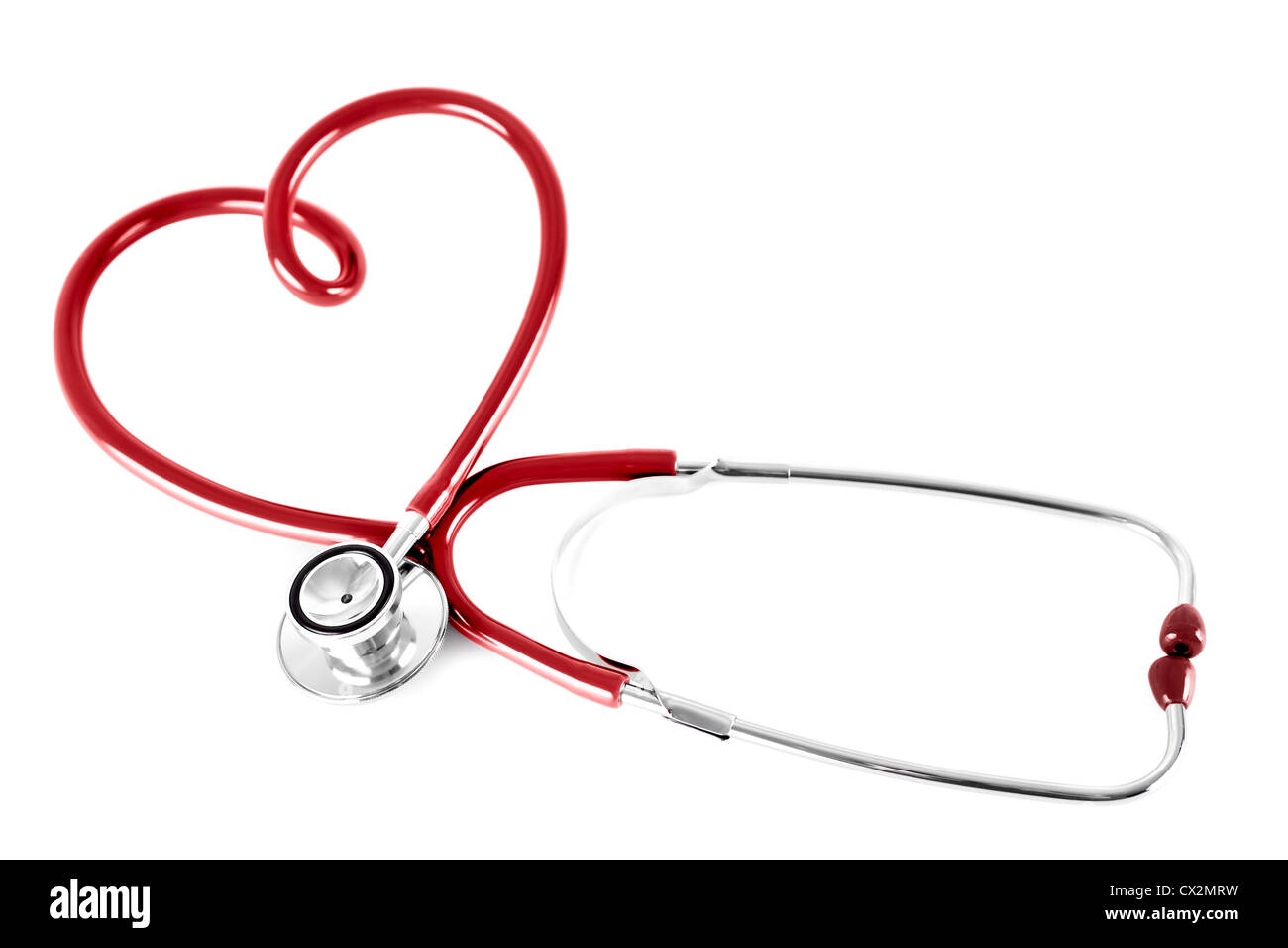 stethoscope in shape of heart, isolated on white Stock Photo