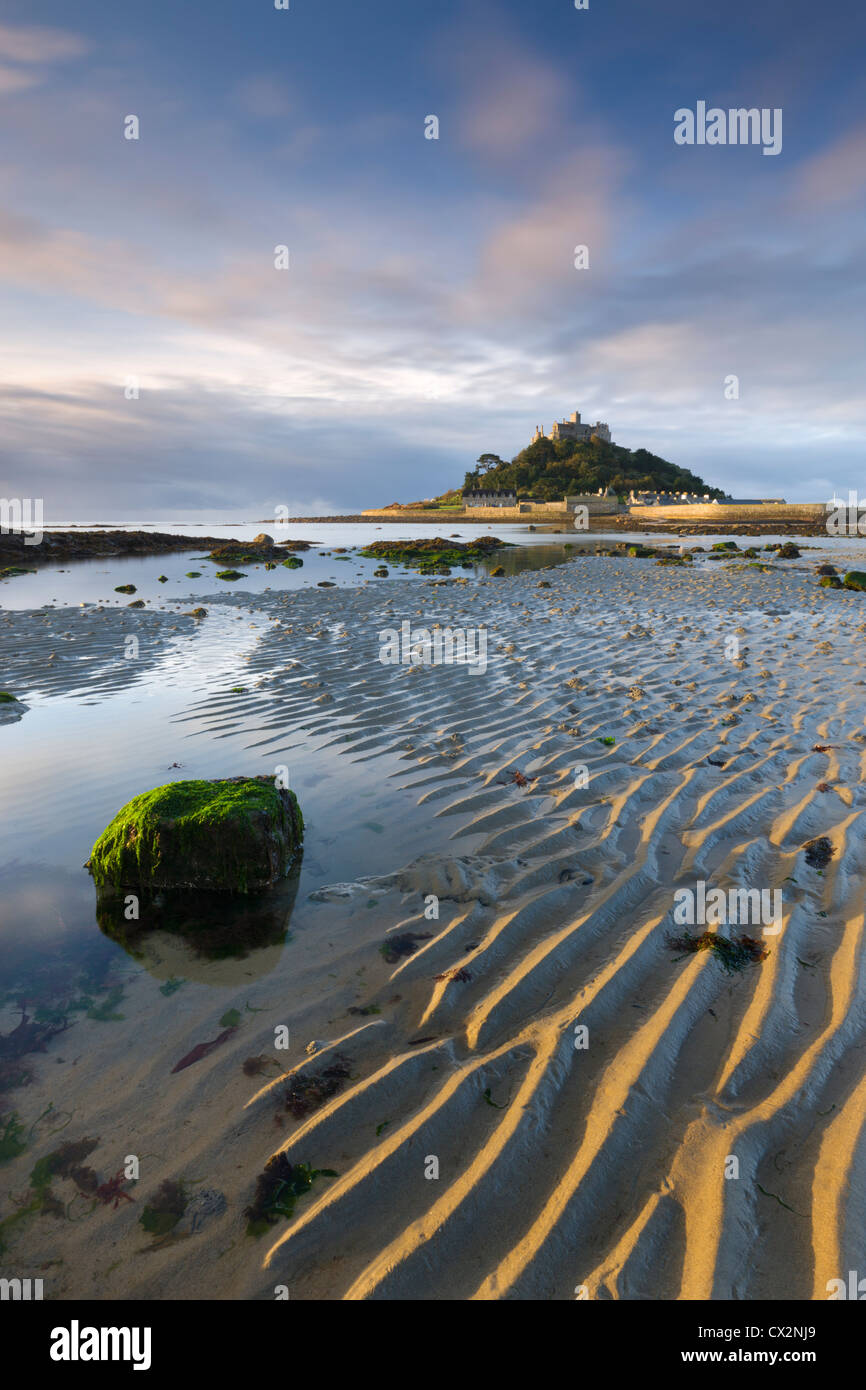 Low tide at St Michaels Mount, Cornwall, England. Autumn (October) 2010. Stock Photo