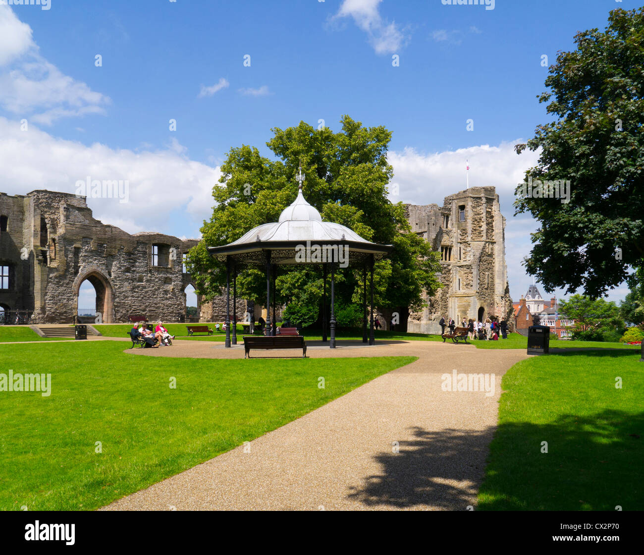 Newark Castle grounds and bandstand, Newark, Nottinghamshire Stock Photo