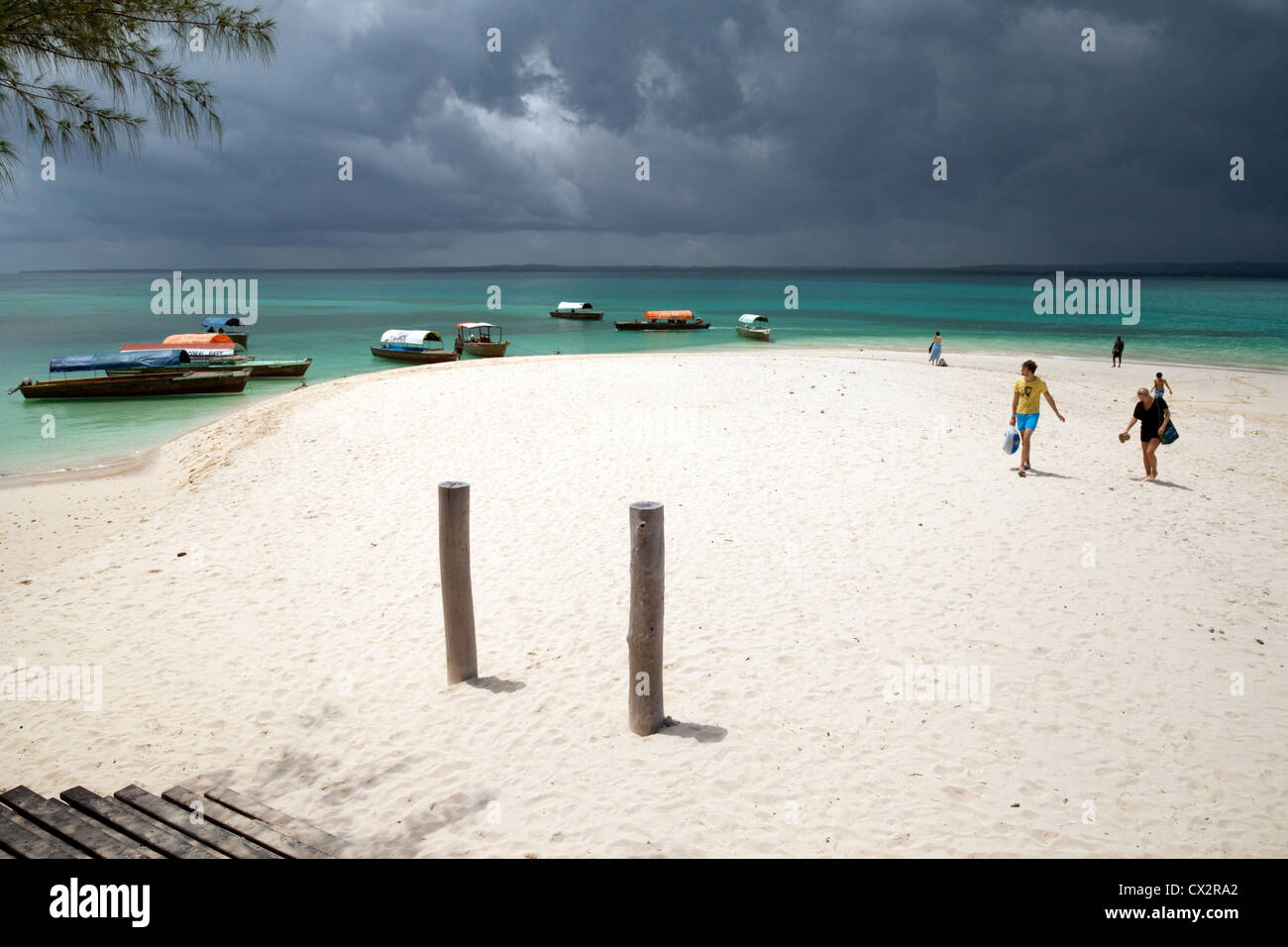 People on the beach, Prison Island, Zanzibar Africa Stock Photo