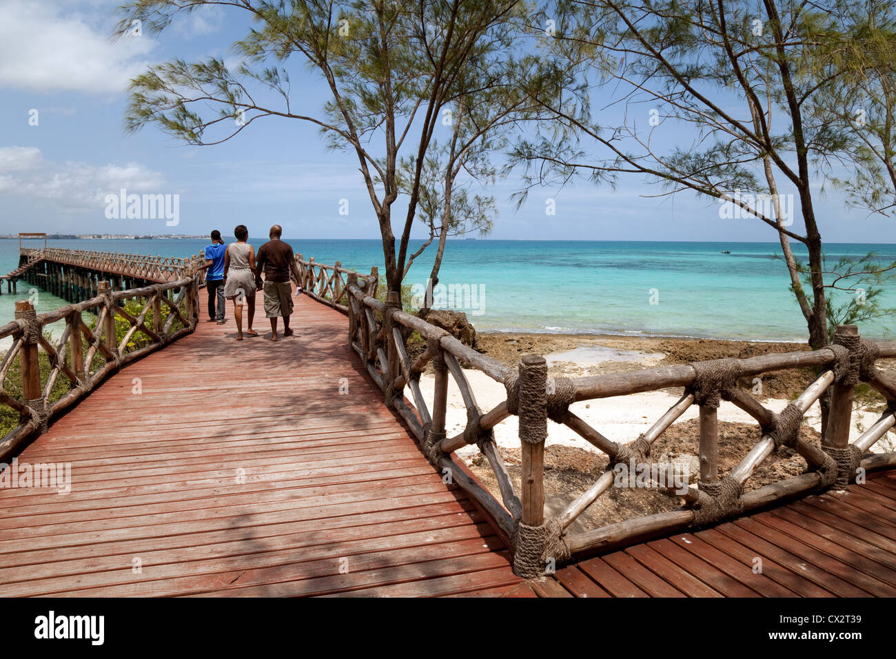 The boardwalk on Prison Island (Changuu), Zanzibar Africa Stock Photo
