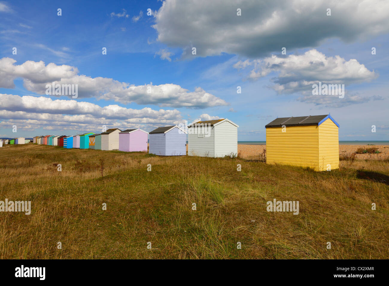 Colourful Beach Huts at Littlestone Kent UK GB Stock Photo Alamy