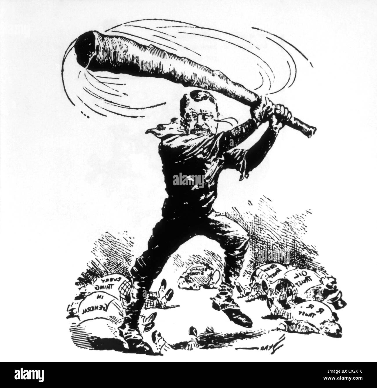 Theodore Roosevelt, Speak Softly and Carry a Big Stick, Illustration, Circa 1902 Stock Photo