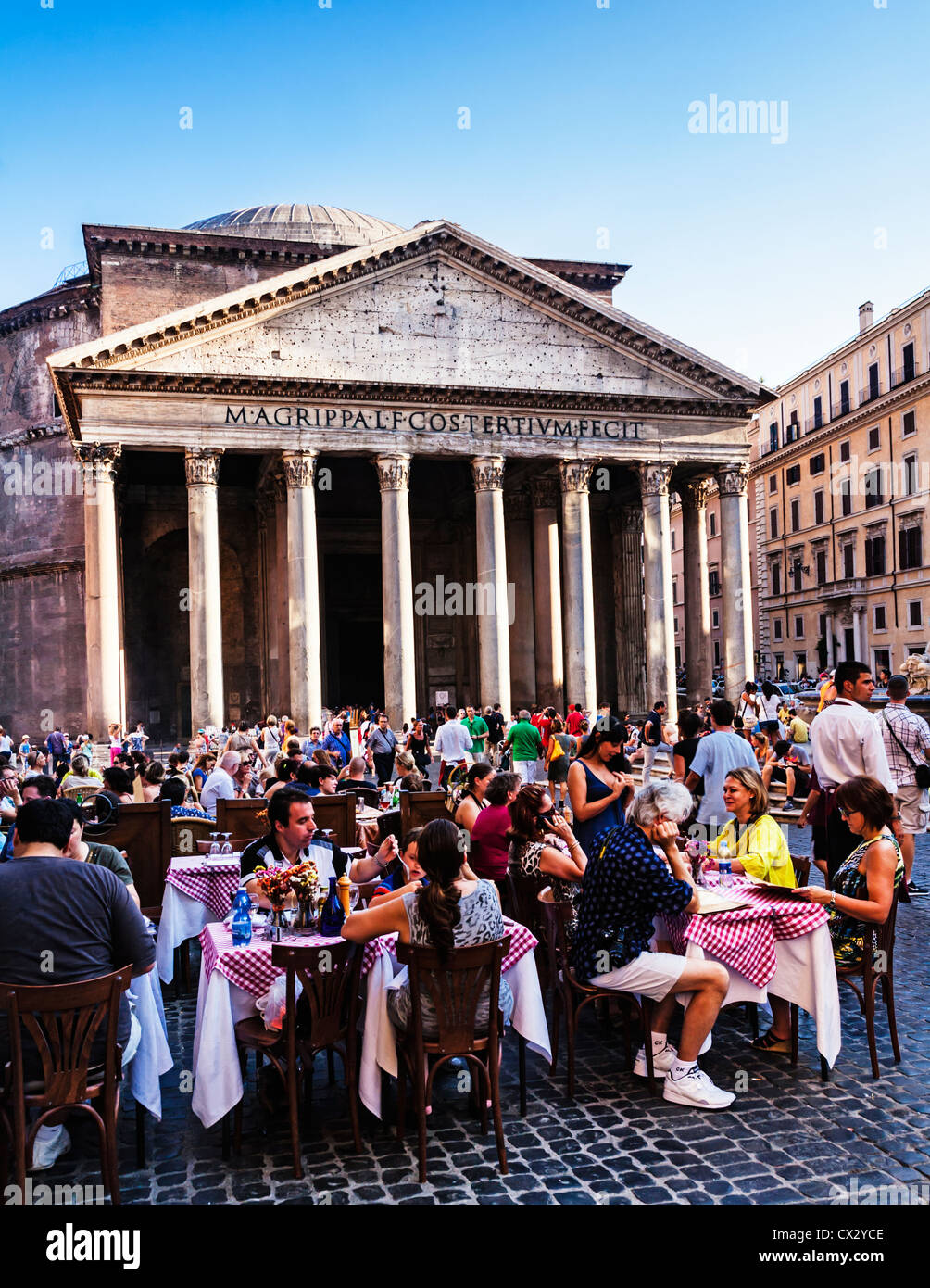 Piazza Della Rotonda street cafe and the Pantheon, Lazio, Rome, Italy Stock Photo
