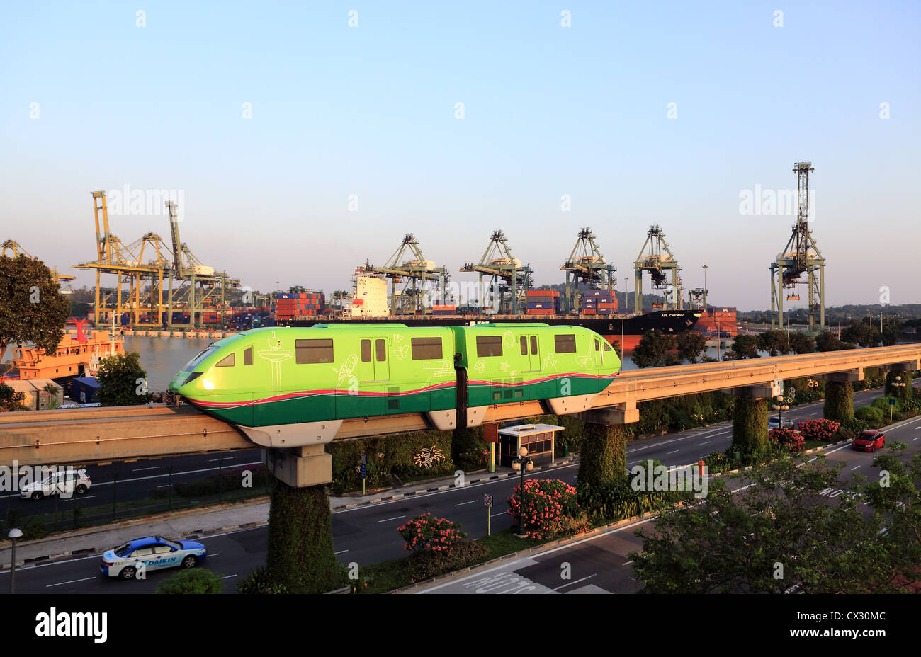 Sentosa Express Monorail at Harbourfront in Singapore. Stock Photo
