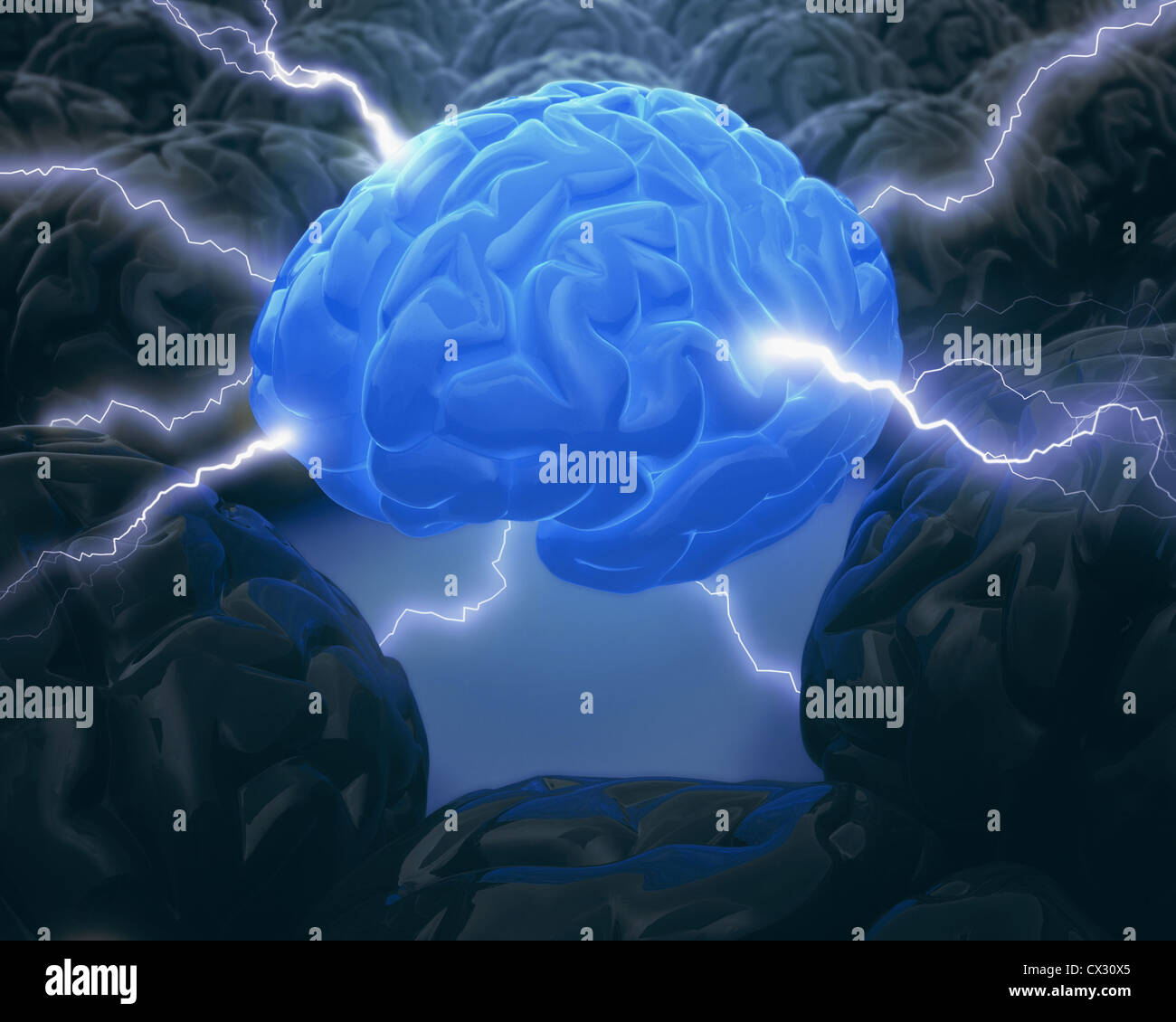 Concept of leadership. The brain in the center, has the power to lead. Stock Photo