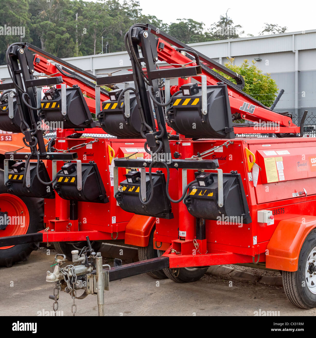 Mobile Industrial lighting machinery for hire at Sunshine Coast, Queensland, Australia Stock Photo