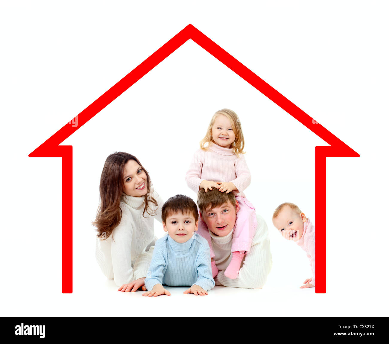 Happy family in their own home concept Stock Photo