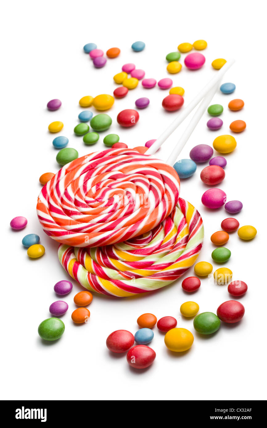 the colored candy and lollipop Stock Photo