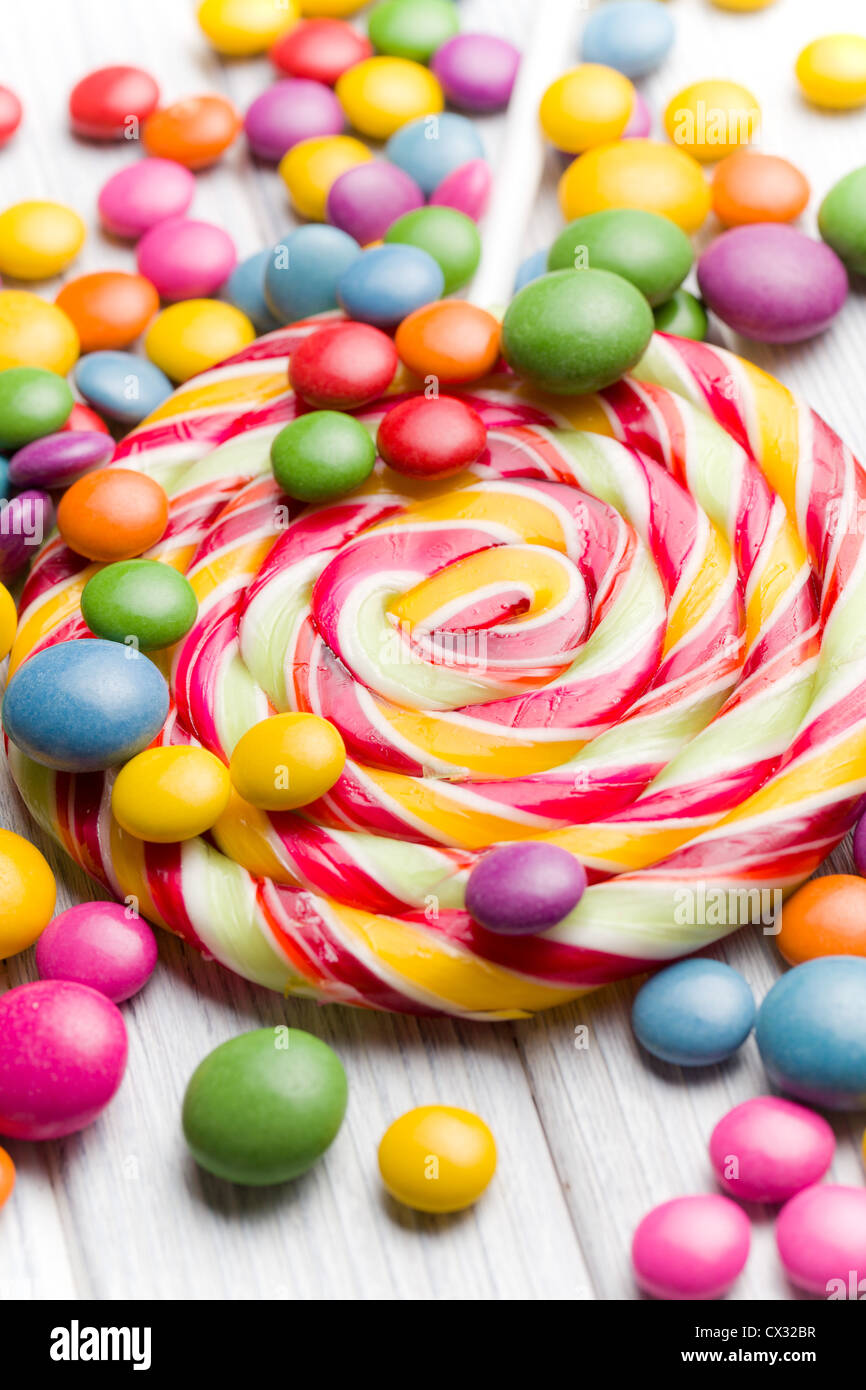 the colored candy and lollipop Stock Photo Alamy