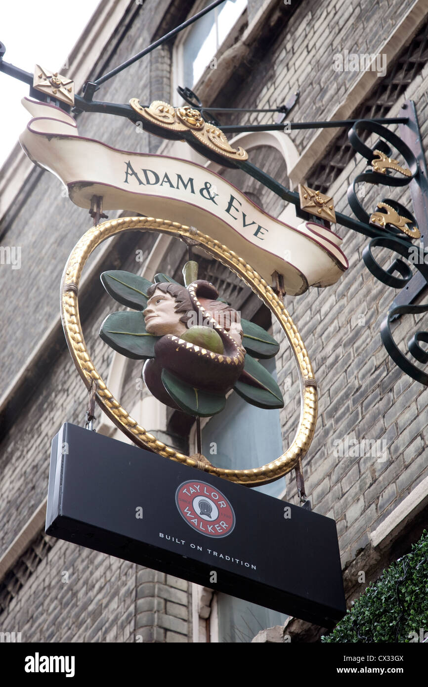 Adam and Eve Pub Sign, London, England, UK Stock Photo Alamy