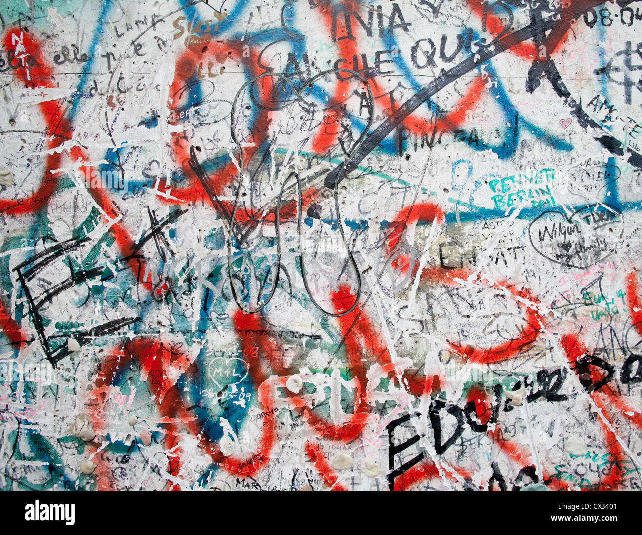 Berlin Wall closeup on Potsdamer Platz in Berlin Stock Photo