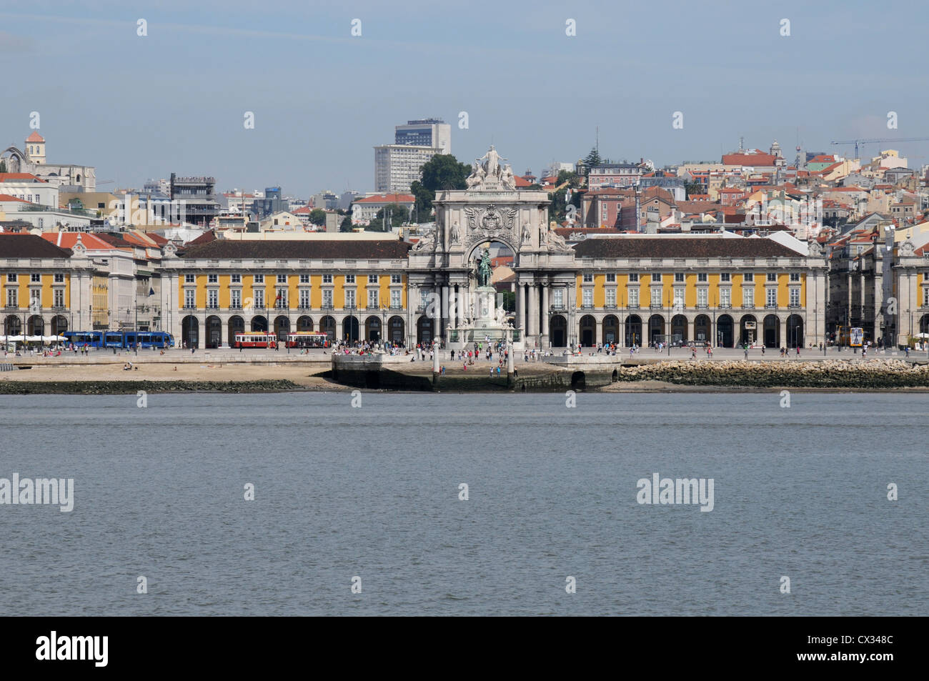 Praca do Comercio (Trade Square), Lisbon as seen from the River Tagus Stock Photo