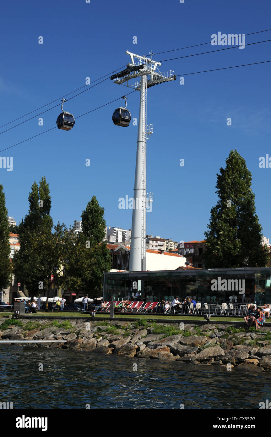 Cable car, Gaia on the opposite bank of the River Douro from Oporto Stock Photo