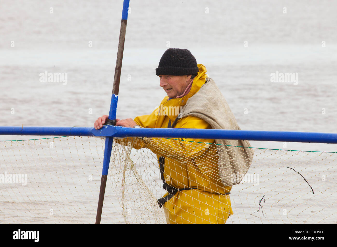 Haaf Net Fisherman fishing for Salmon & Sea Trout in the River Eden