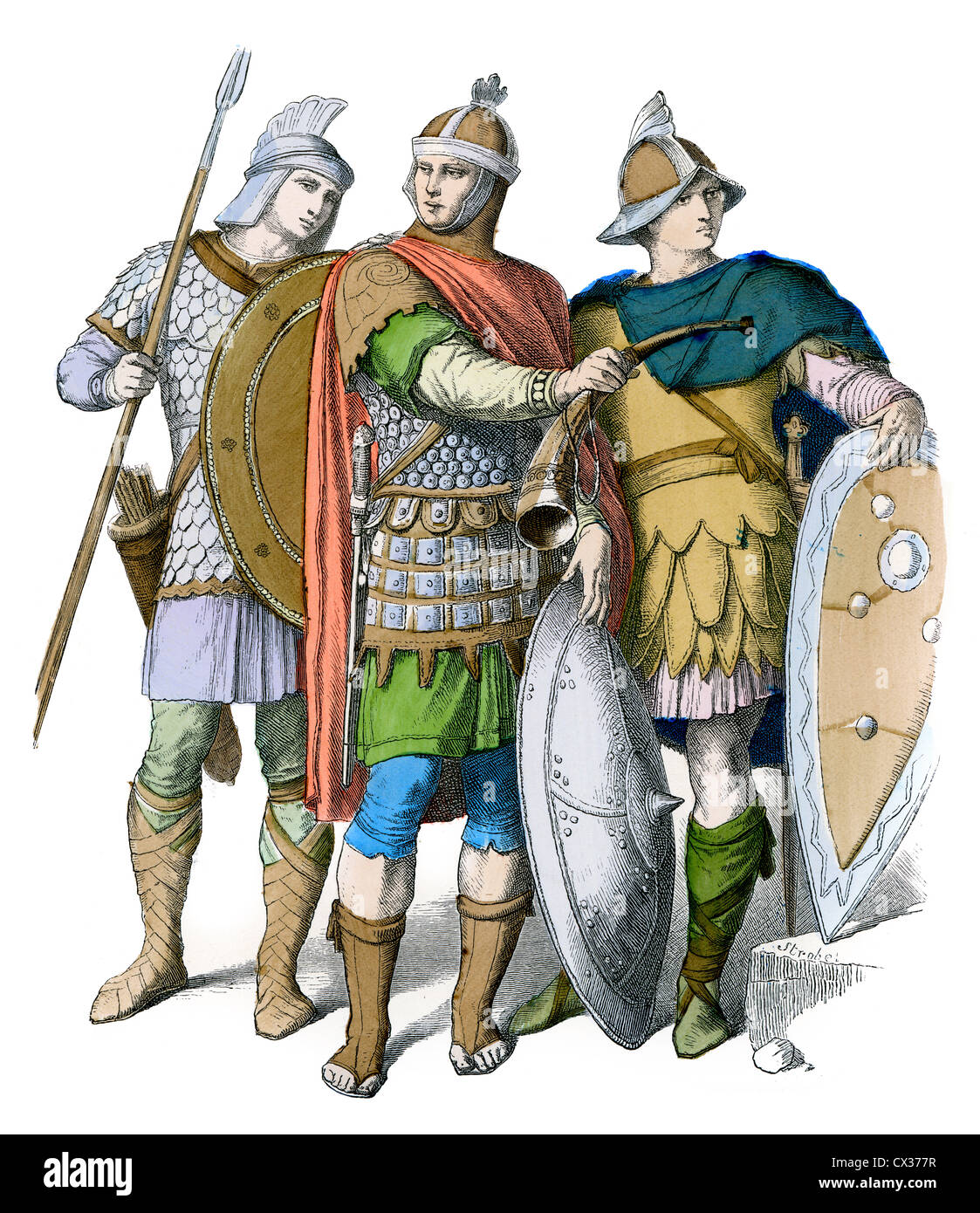 Frankish Warriors and Soldiers from the 5th to 10th Century Period Stock Photo