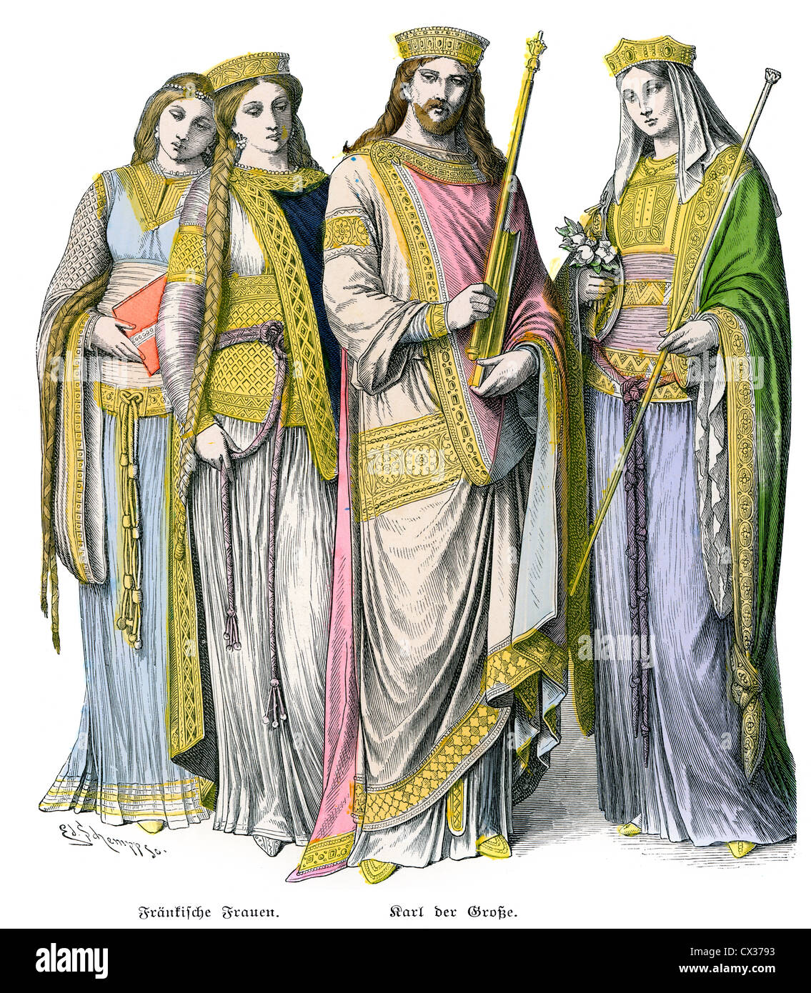 Frankish noblemen and women from the 5th to 10th Century Period Stock Photo