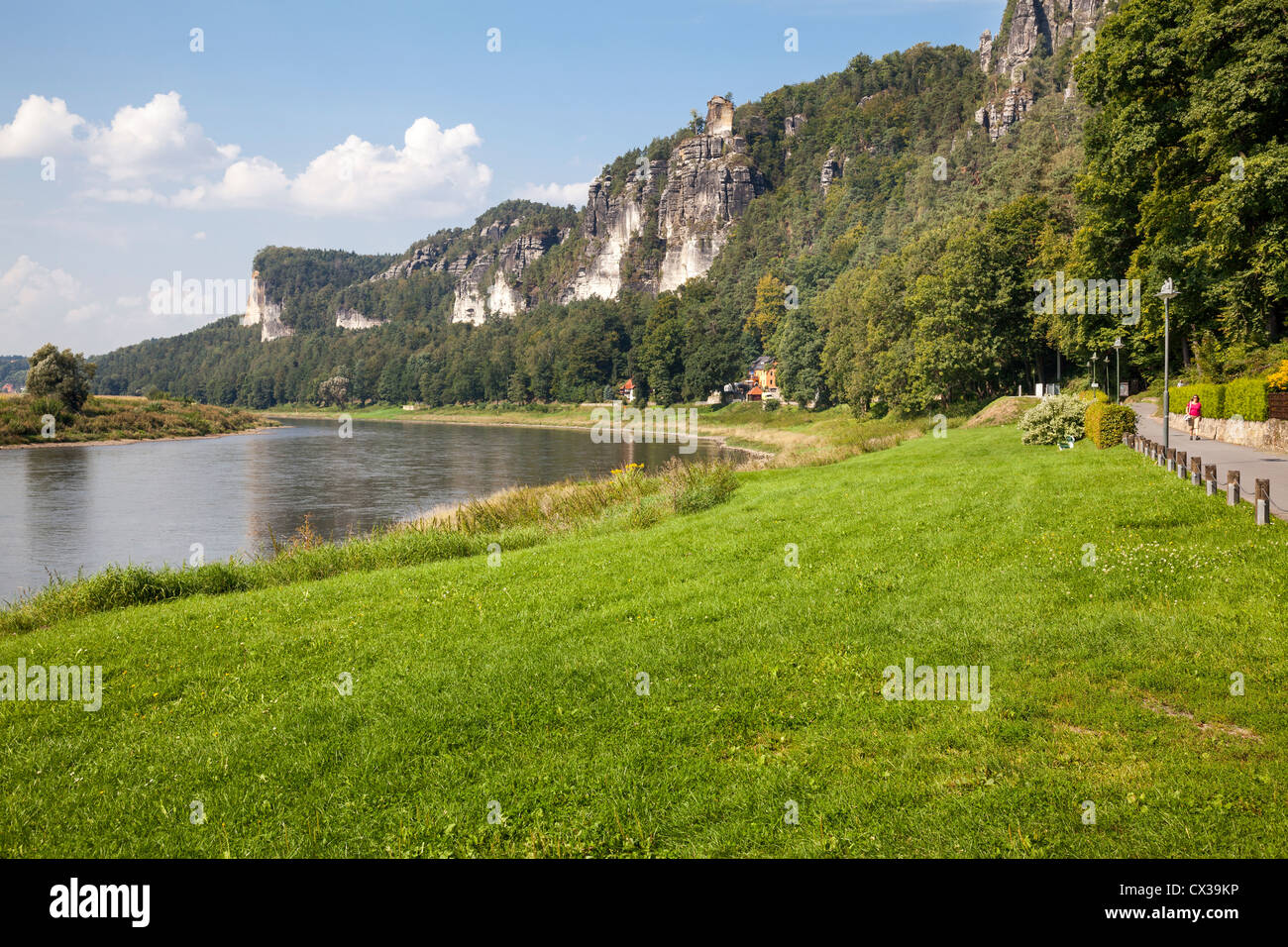 view of the Bastei from Kurort Rathen, Saxony, Germany Stock Photo