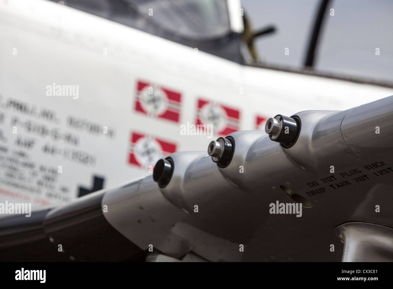 Wingmounted machine guns, P51 Mustang fighter plane Stock Photo Alamy