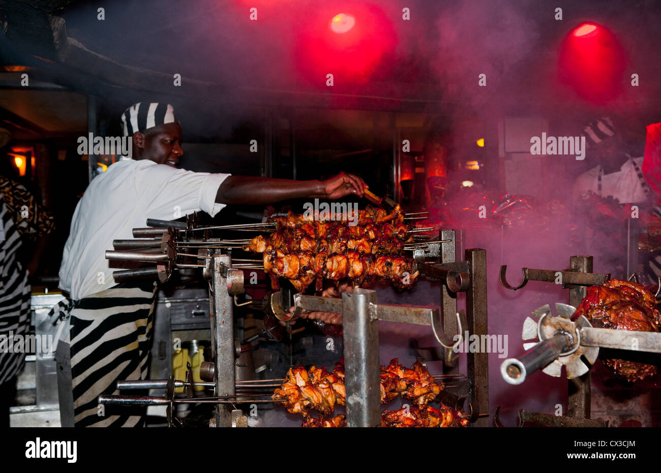 Kenya Nairobi Africa the famous grill at the Carnivore restaurant